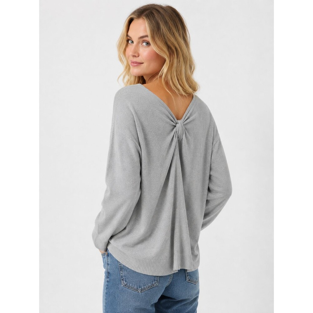 Barefoot Dreams Cozy Chic Ultra Lite Sweater Size Large Grey Twist Back SOFT!